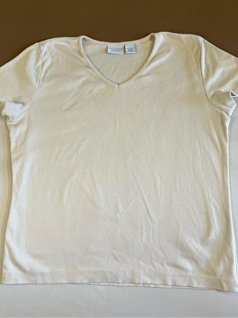 Sonoma Cream Ribbed Cotton Crewneck Tee
